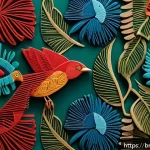 생체모방 예술 vs 전통 예술 - A detailed digital artwork depicting the intricate geometric patterns found in Bengali traditional n...